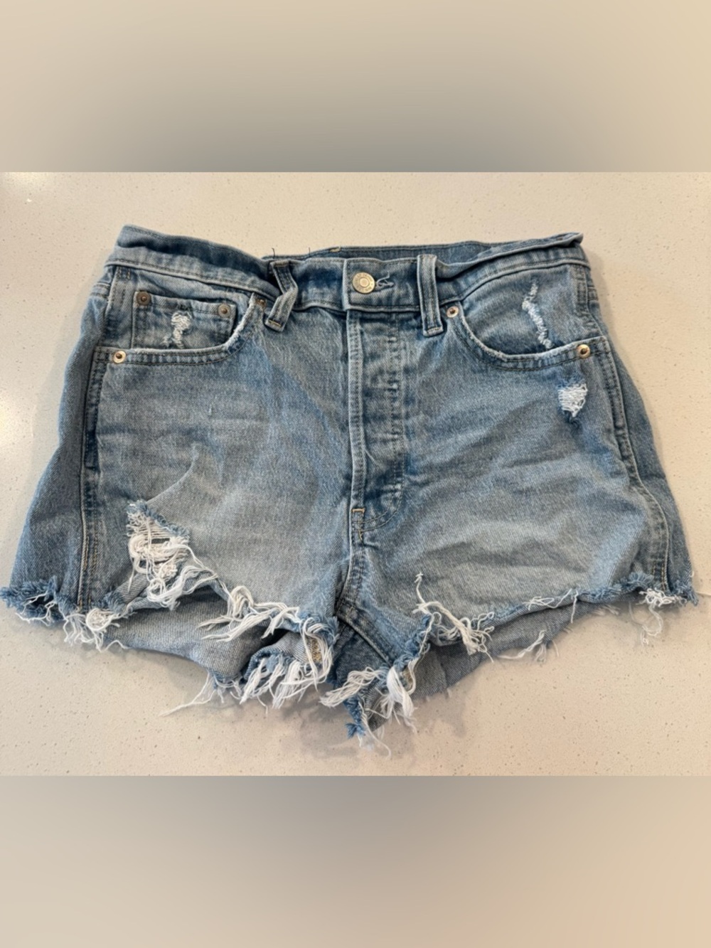 GAP Distressed Light Blue Denim Cutoff Shorts Cheeky Short High Rise